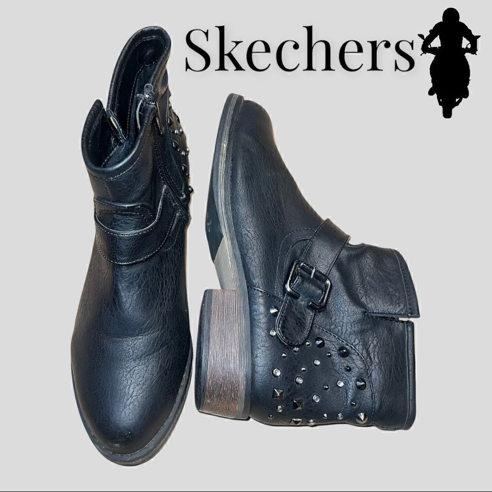 Skechers Faux Leather Ankle Boots 9.5